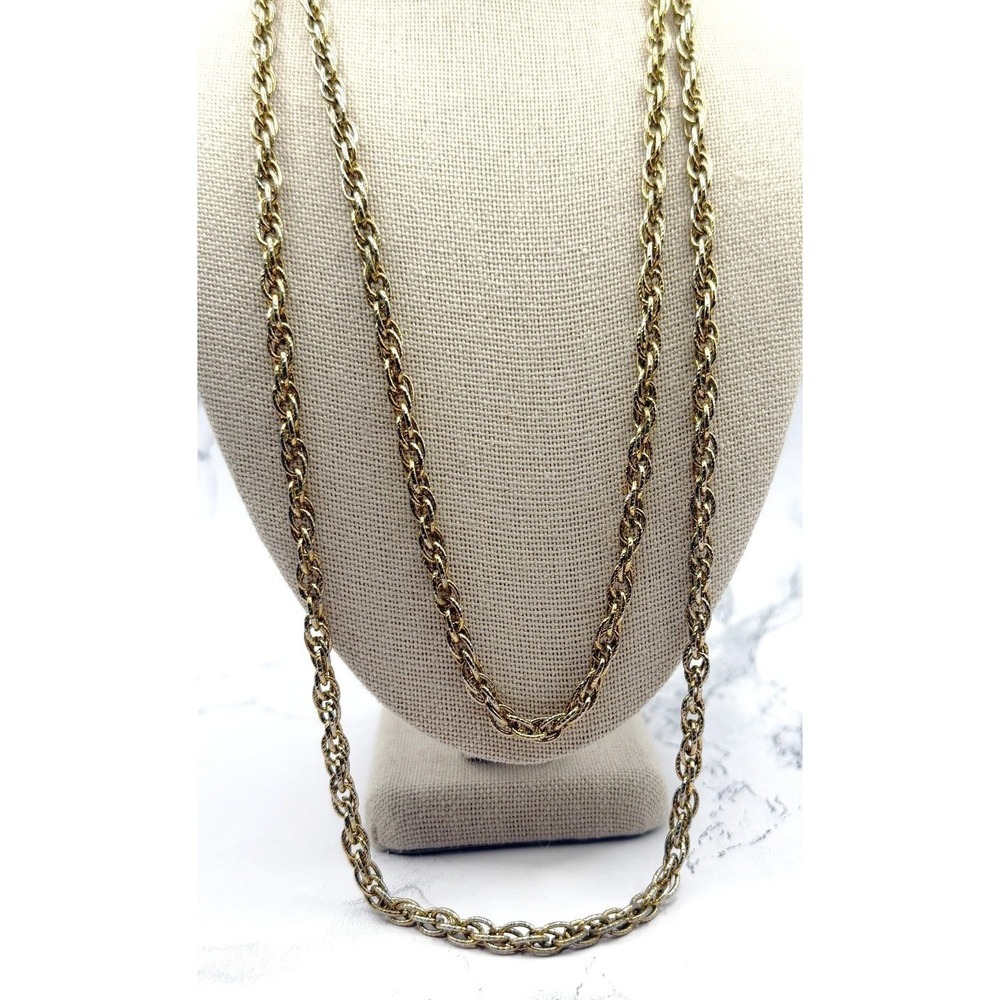 Avon Gold Tone Rope Chain Necklace 36"‎ Signed Long Layering Chain